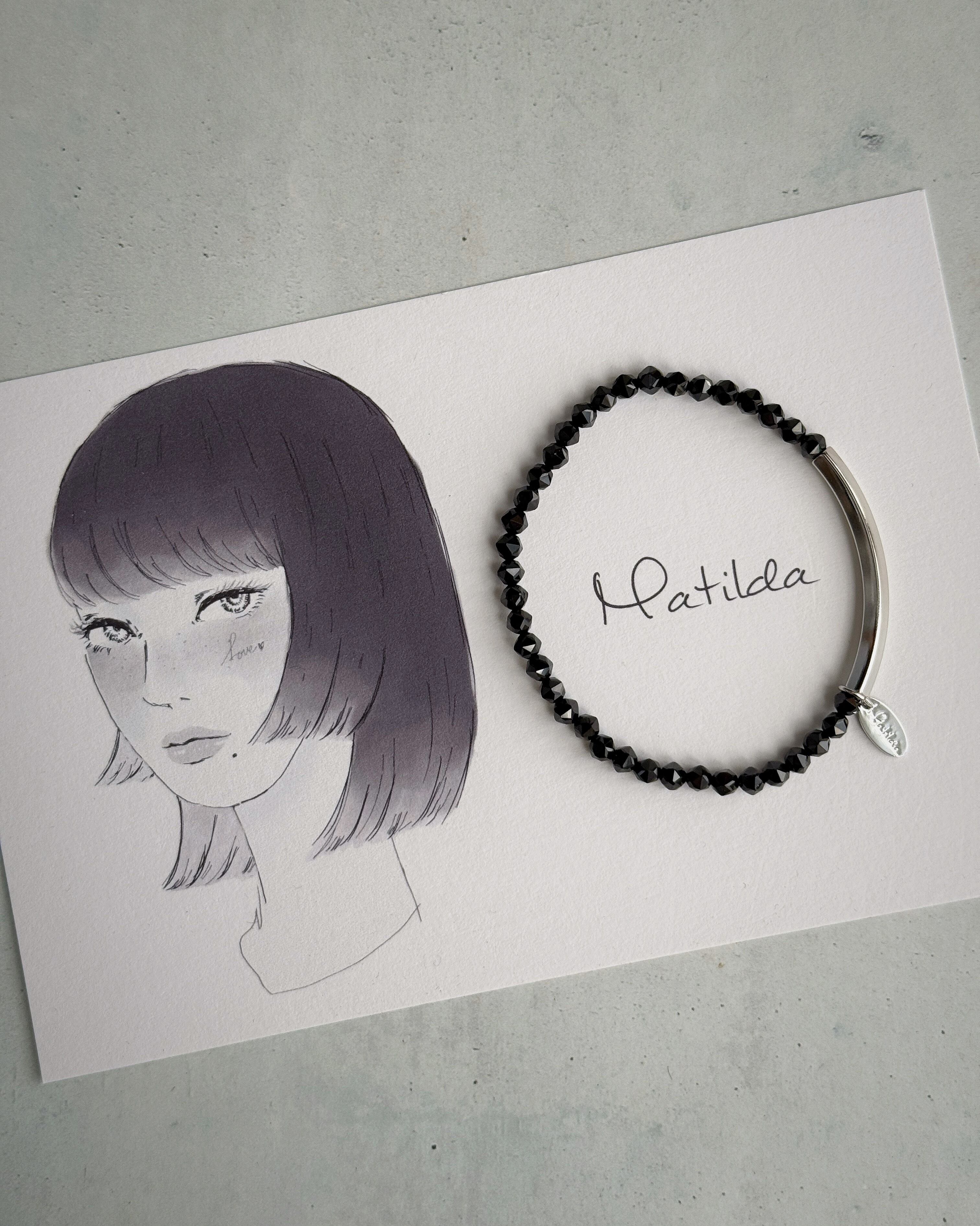 Tube & stone bracelet(ブラックスピネル)