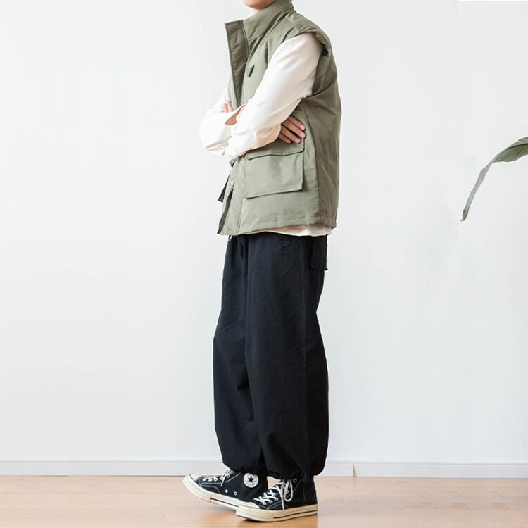 ★RETRO LARGE POCKET STAND COLLAR VEST　　　12308