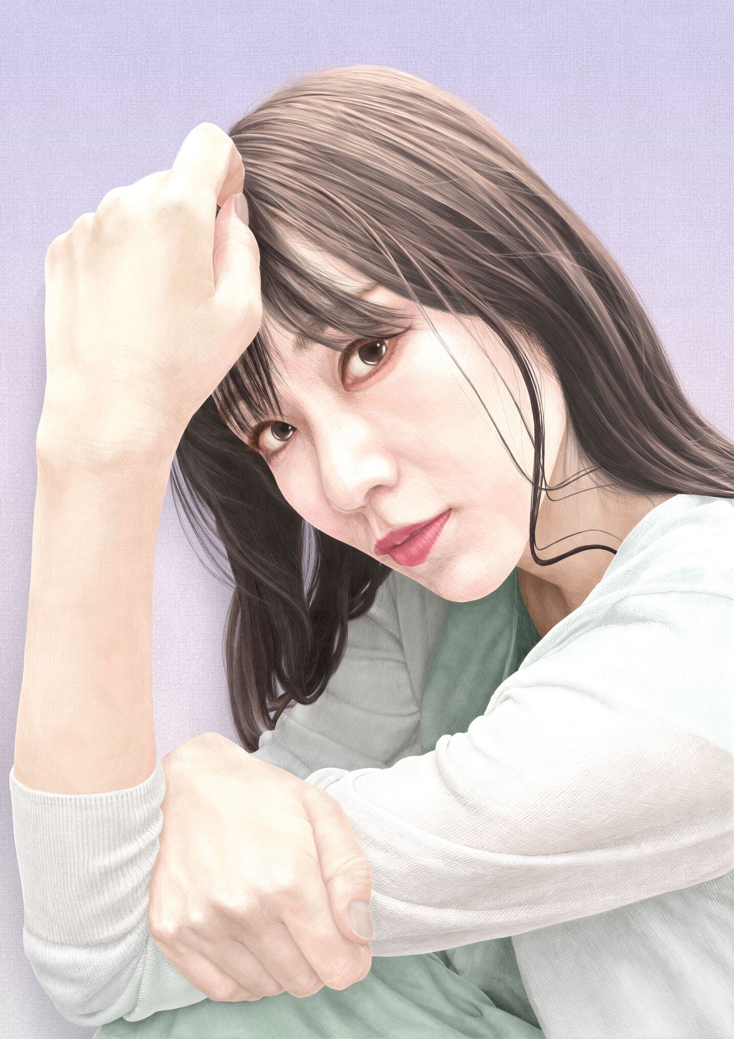 森夏男　作『ほおづえ弐』Sサイズ(B4) ほおづえ弐 S(B4サイズ) | 森夏男画廊