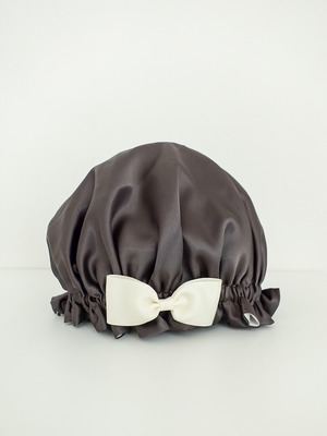 選べるリボンsilk nightcap khaki国産洗えるシルク