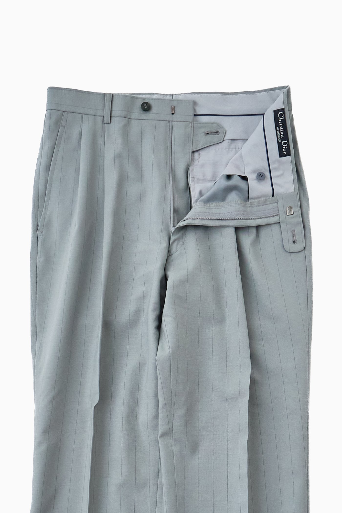 VINTAGE Christian Dior Monsieur STRIPE 2-TUCKS WIDE SLACKS | Reben