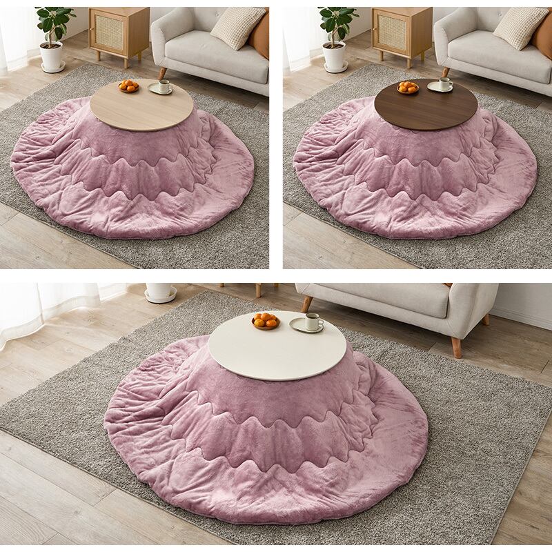 【完成品】 円形折れ脚カジュアルコタツ＋うす掛け布団 2点セット こたつ3種x掛け布団5種 ブラーナメレンゲ 幅68cm