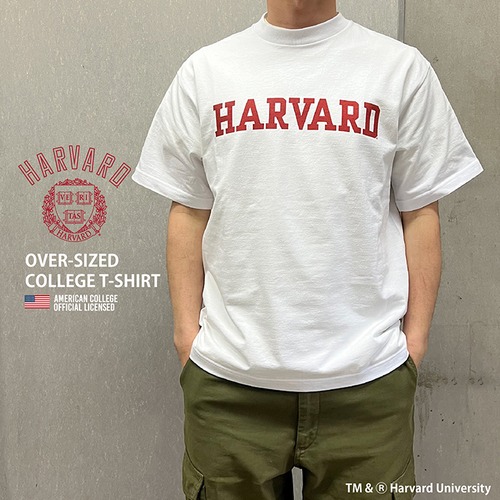 HARVARD ハーバード Over-Sized College T-Shirt ビッグシルエット カレッジ Tシャツ 7.1oz ラギットT メンズ レディース カレッジ ロゴ アメカジ スポーツ アイビー リーグ ブランド