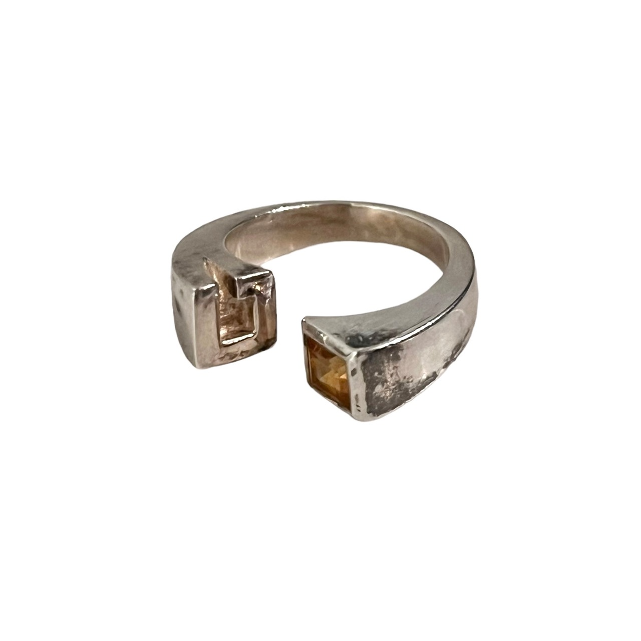 GUCCI silver serpent ring set with citrine