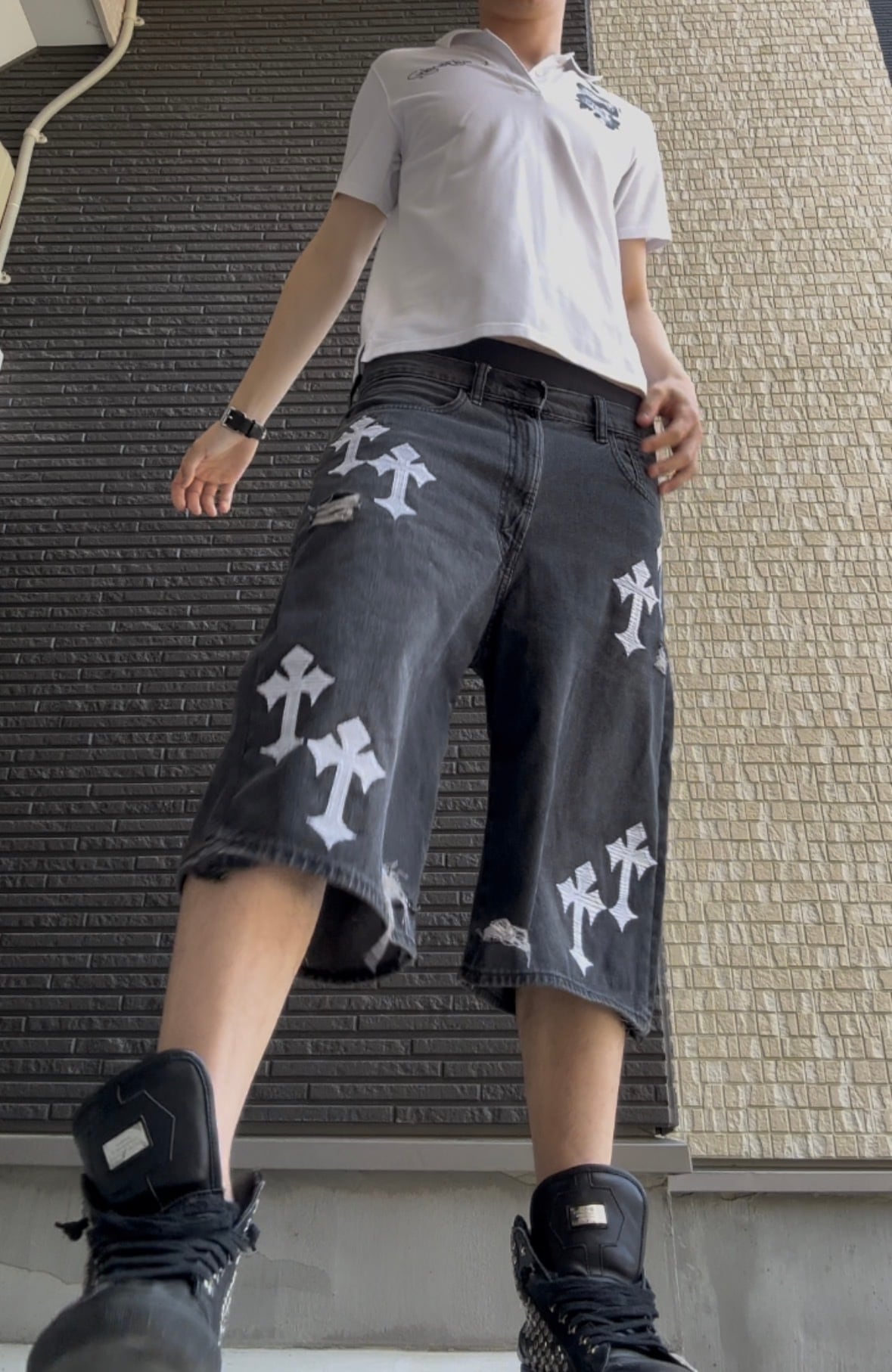 wax coating flare black denim ワックスコーティング加工フレアデニム