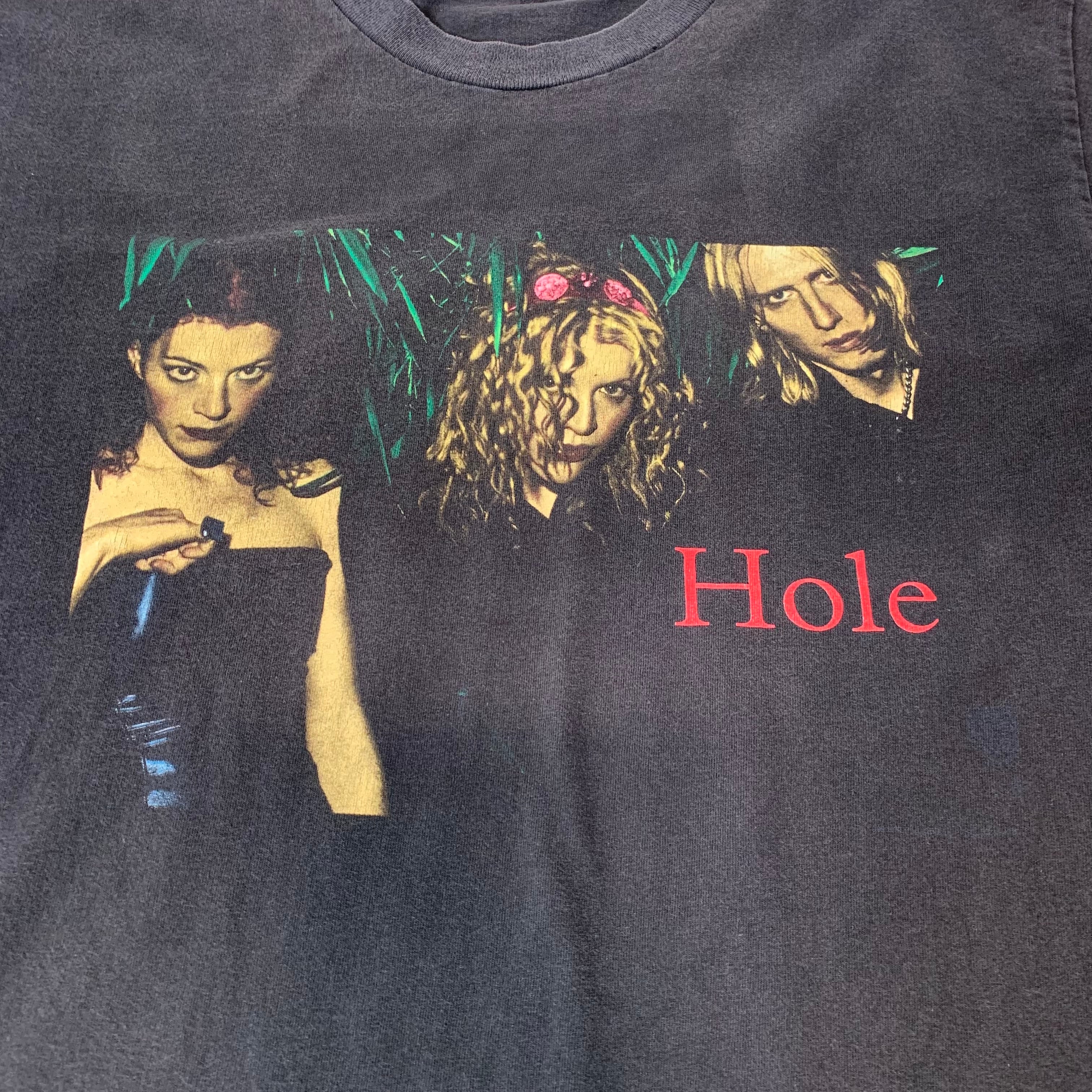 vintage 90s Hole BAND T-shirt TOUR T-shirt print T-shirt Courtney Love  プリントTシャツ バンドTシャツ ツアーTシャツ ホール コートニー・ラブ メンズ レディース ブラック 黒 ビンテージ ヴィンテージ