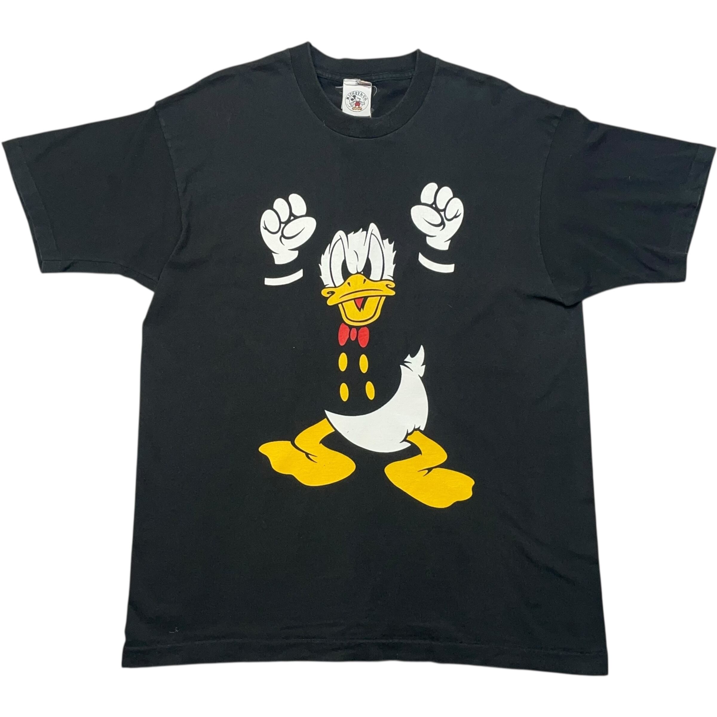 《XL》 Disney ディズニー Tシャツ ドナルドダック プリント ブラック 90年代 vintage no.7648