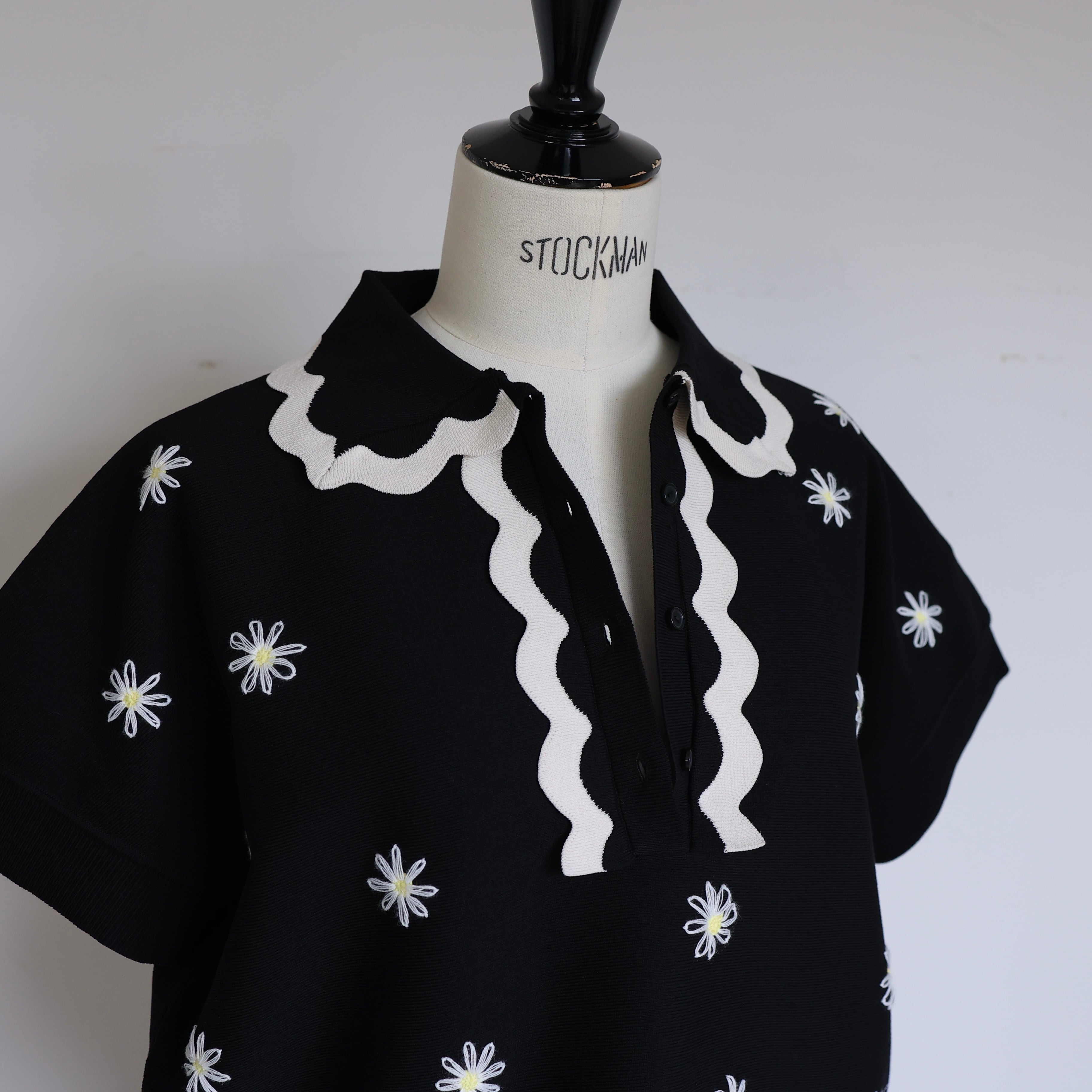 【新品】Flower Polo ジプソフィア　 フラワーポロ　ブラック gypsohila ジプソフィア フラワーポロ ポロシャツ トップス ブラック