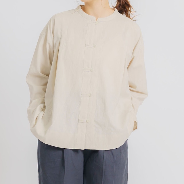 コットン起毛無地前開きブラウス