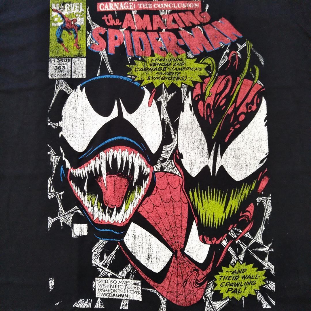 スパイダーマン Tシャツ S 実寸はLぐらい 黒 ヴェノム カーネイジ 新品
