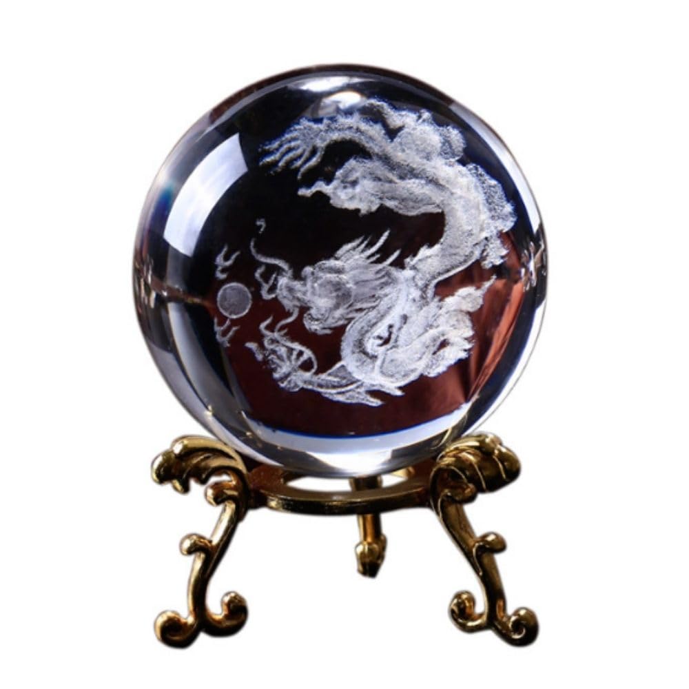 【新着特価】PLEAVIT 龍の玉 龍 置物 風水 龍 クリスタル 置物 水晶 ドラゴン 開運 金運 縁起物 玄関 インテリア | 幸運を呼ぶ五爪の龍風水アドバイザー監修クリスタルボール天然石オブジェ魔除けお守り商売繁盛開運グッズ玄関インテリアUSB発光台座付