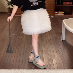 春ハイウエスト多重チュールスカート