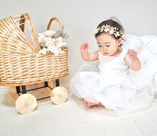 即納ふわふわラッフルドレス　white