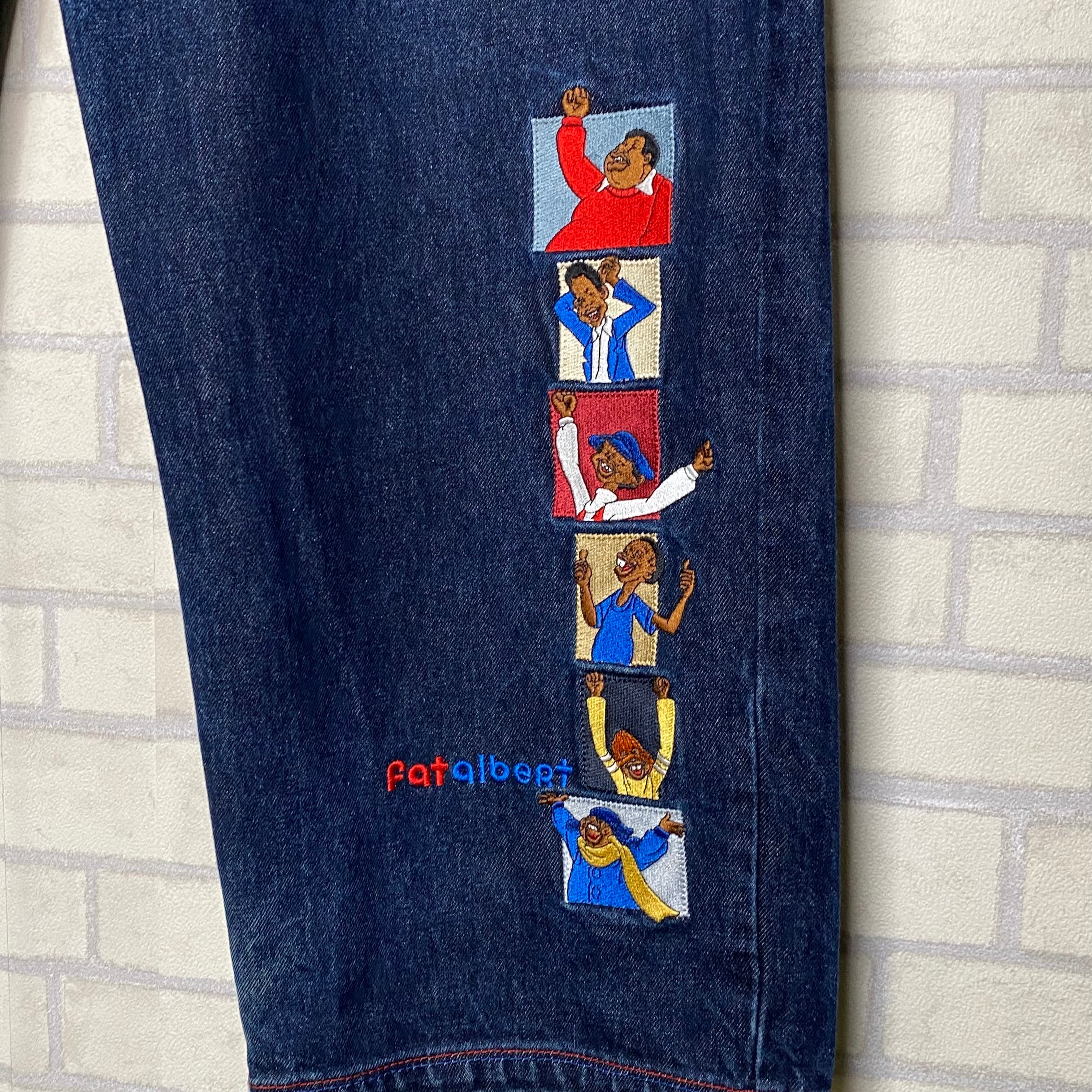 W42×L34】Platinum fubu デニムパンツ 刺繍 革パッチ | 古着屋OLDGREEN