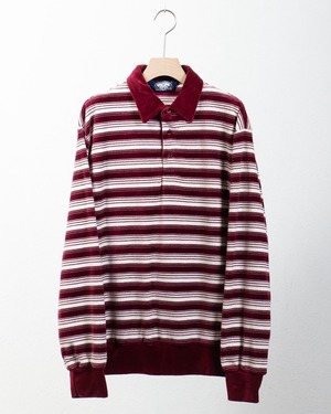 stripe patterned velour polo sweat