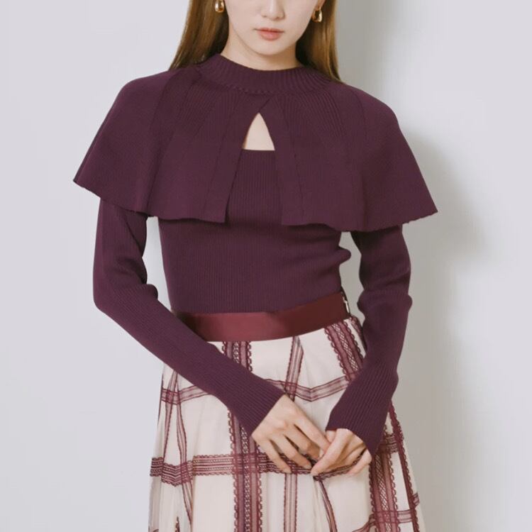 長袖ヴィンテージニットエレガントトップス290201