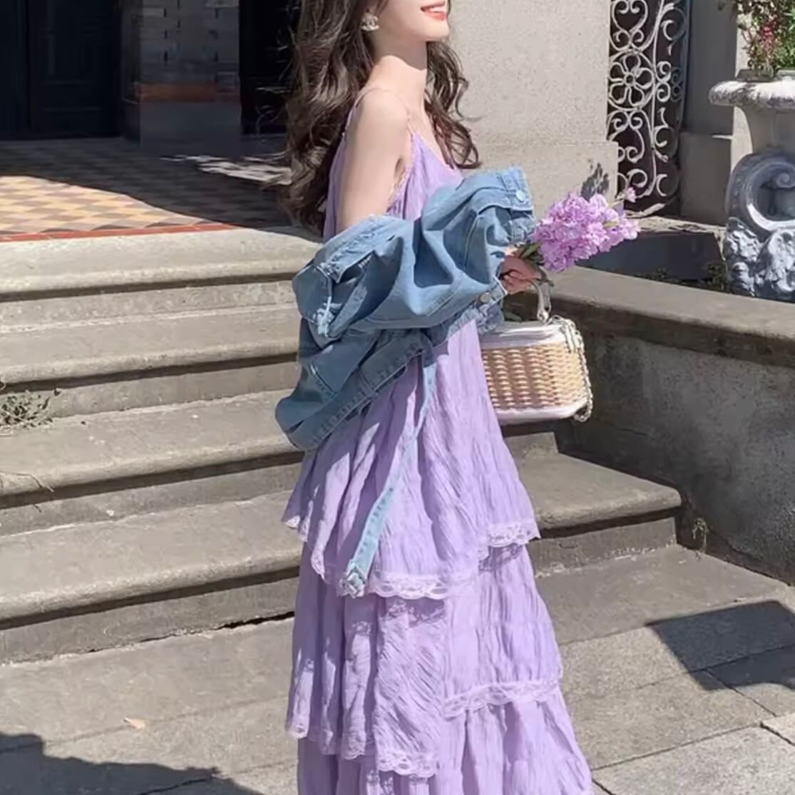 レースティアードキャミソールワンピース