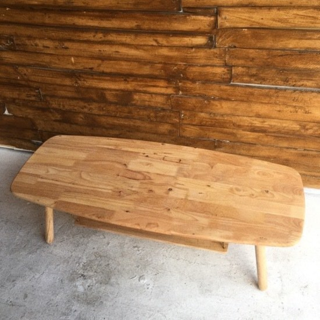 ラバーウッド　ゆらゆら棚付きローテーブル【要組み立て品】