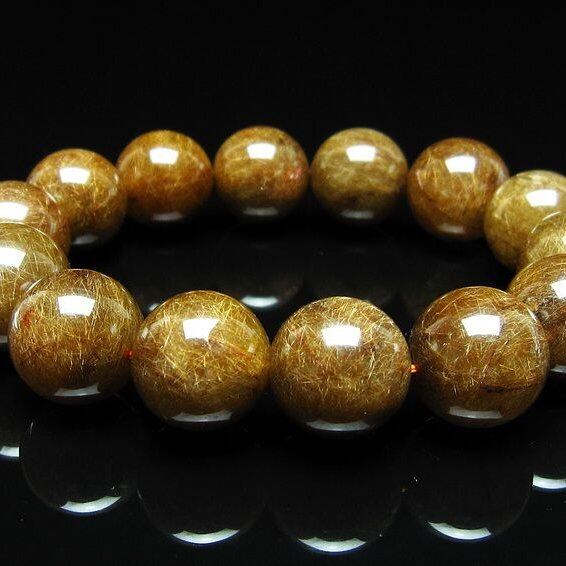 ルチルクォーツ ブレスレット 16mm ブロンズルチル ブレス 一点物 111-50791