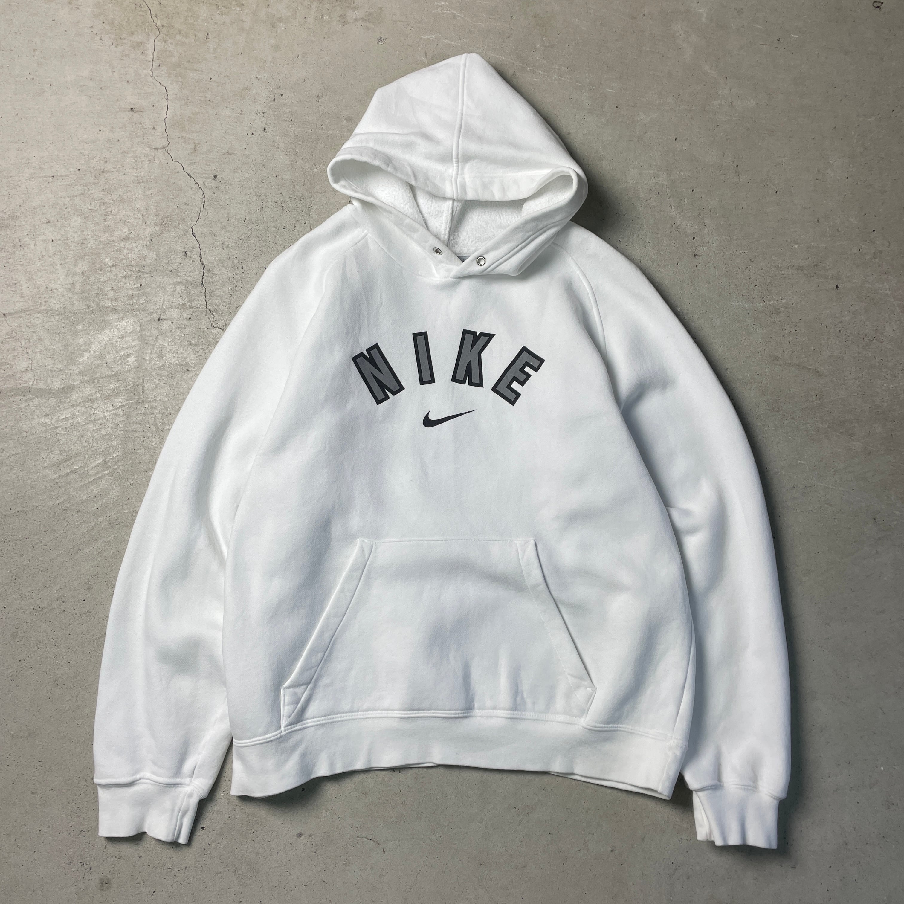 00年代 NIKE ナイキ スウォッシュ ロゴプリント スウェットパーカー 
