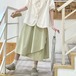 ウエストボタンラップ風アシンメトリースカート ・12019