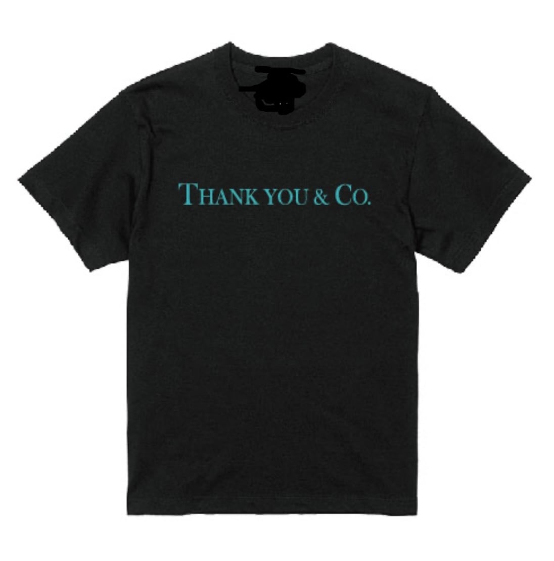 Tシャツ Thank you ブラック×ティファニーブルー ユニセックス | k- style