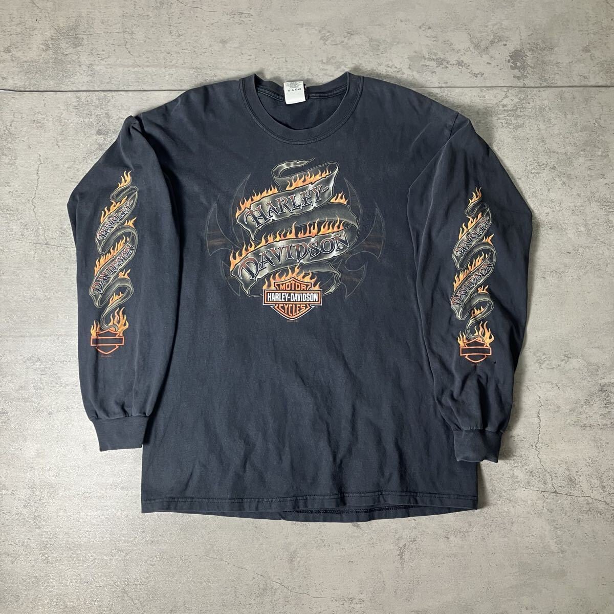 VINTAGE* Harley Davidson Flame Long Sleeve Top (FITS X-LARGE