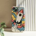 受注生産 iPhoneケース ロケット発射のレトロ宇宙ポスター｜宇宙ポスター風 RFSP057B