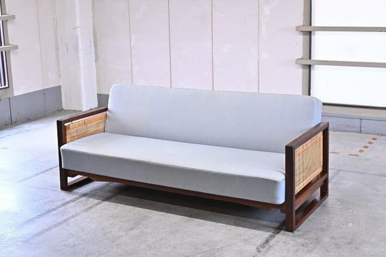希少ビンテージ デンマーク製 イルム・ウィッケルソー デイベッド チーク材 トリプル ソファベッド ラタン 北欧家具【中古家具/中古インテリア/USED家具ユーズド家具/リサイクル】