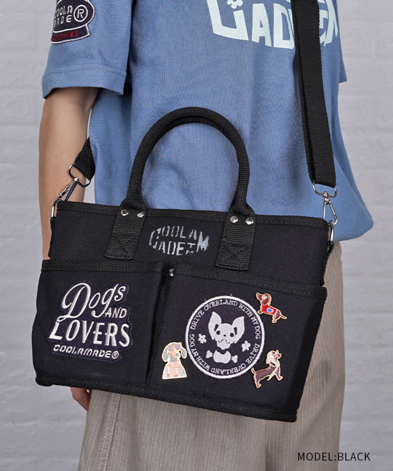 【直営限定ITEM】-TYPE B- パッチ×ペイントコンパクト3wayバッグ (BLACK)　CQ-49501H