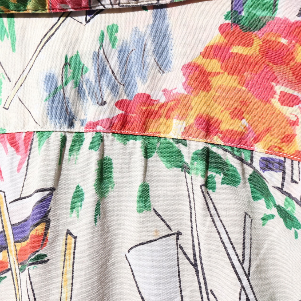 美品 XL USA 水彩画風 白 総柄 アロハ ポロラルフローレン 半袖開襟シャツ ホワイト