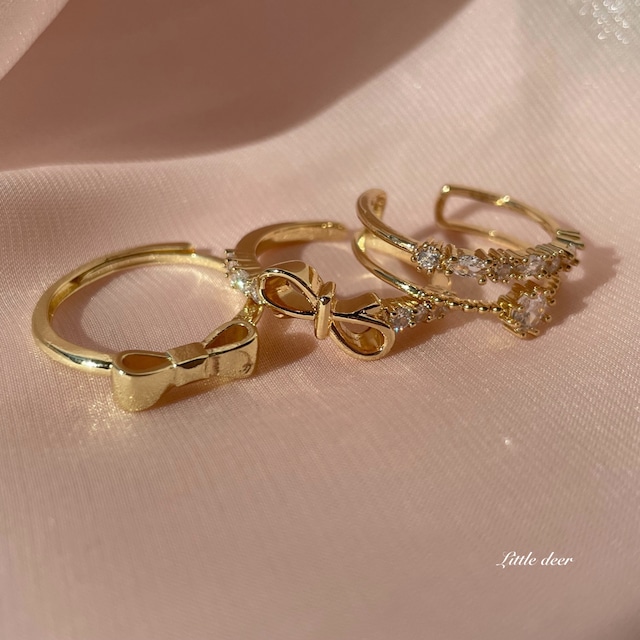 【お得リング3点セット】ribbon ring set b0877