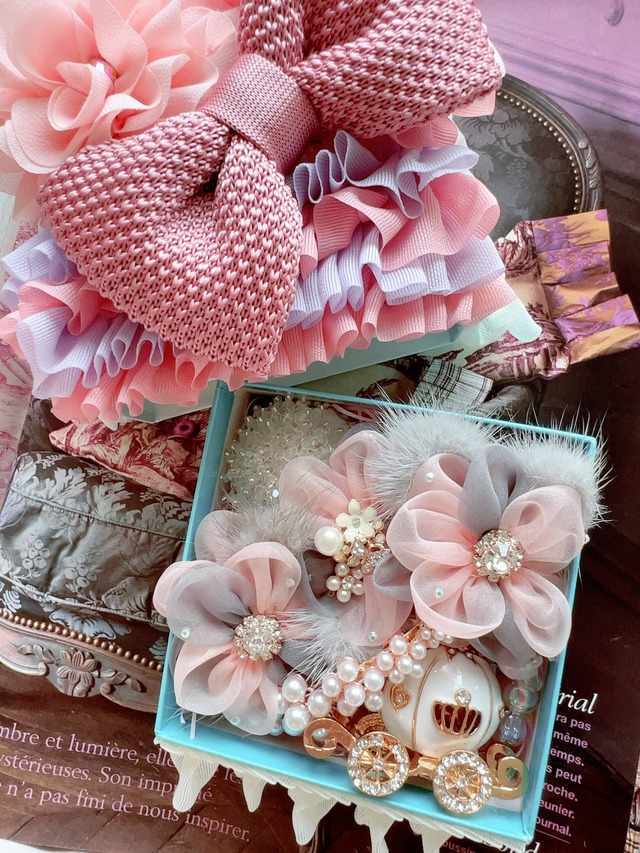 ＜one-off＞ビジューアクセテトリスBOX＜ファーフラワー＞