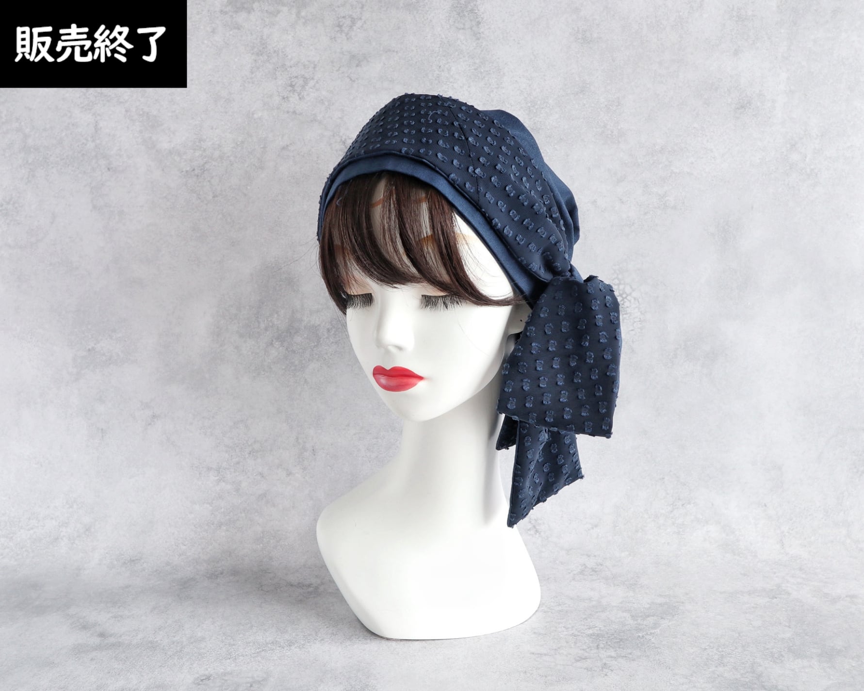 スカーフ|Misty Dot Navy|前髪ウィッグ付き