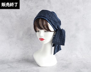 スカーフ|Misty Dot Navy|前髪ウィッグ付き
