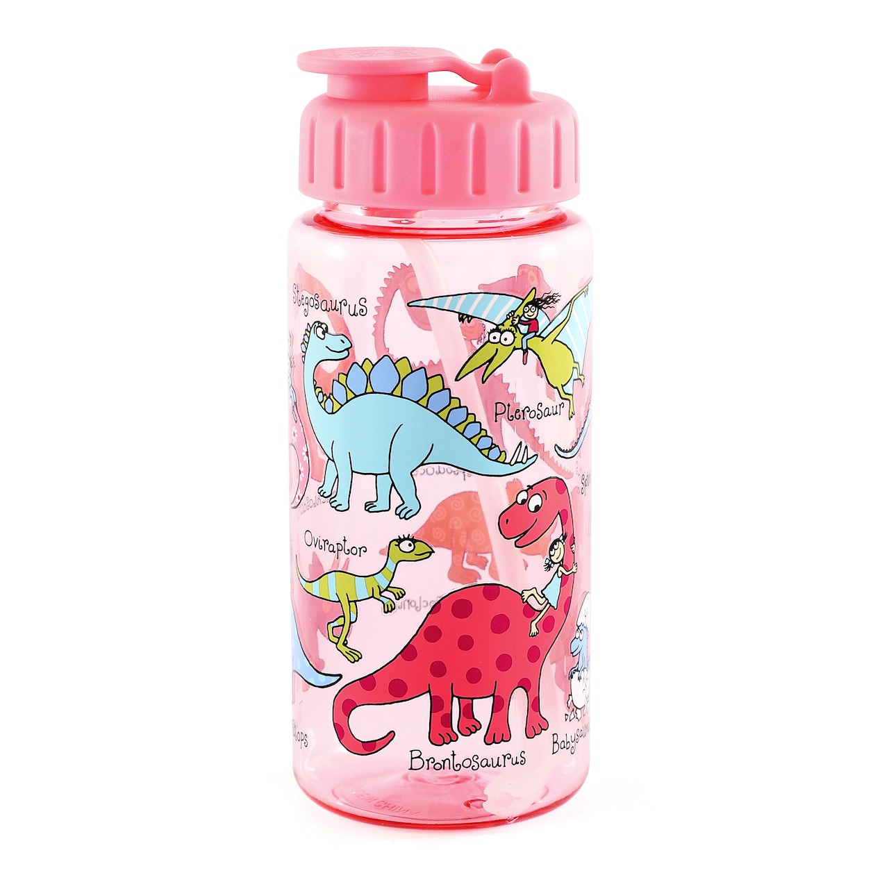 Drinking Bottle with optional straw Dino Pink_45BT2
