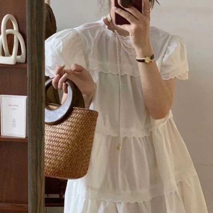 美品✨ブルマリン♡花柄ティアードワンピース フリル　フレア　Aライン　M 美品✨ブルマリン♡花柄ティアードワンピース フリル フレア A