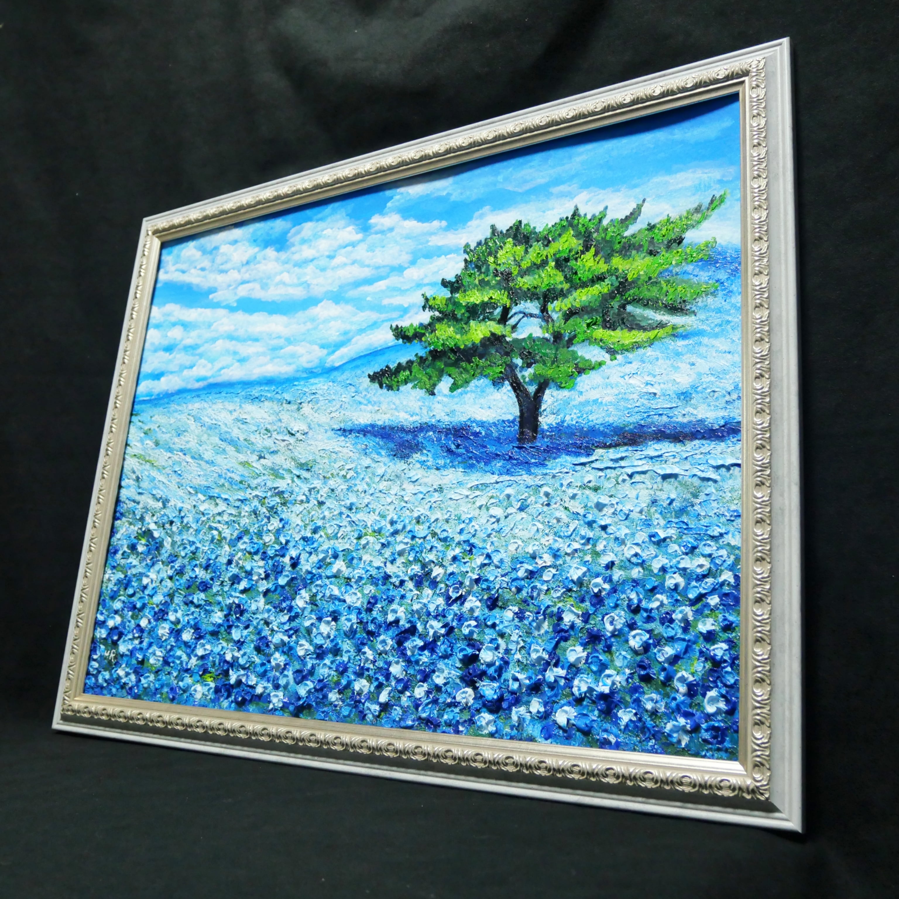 希望を運ぶ青い花【青空のネモフィラの丘】インテリアアート原画