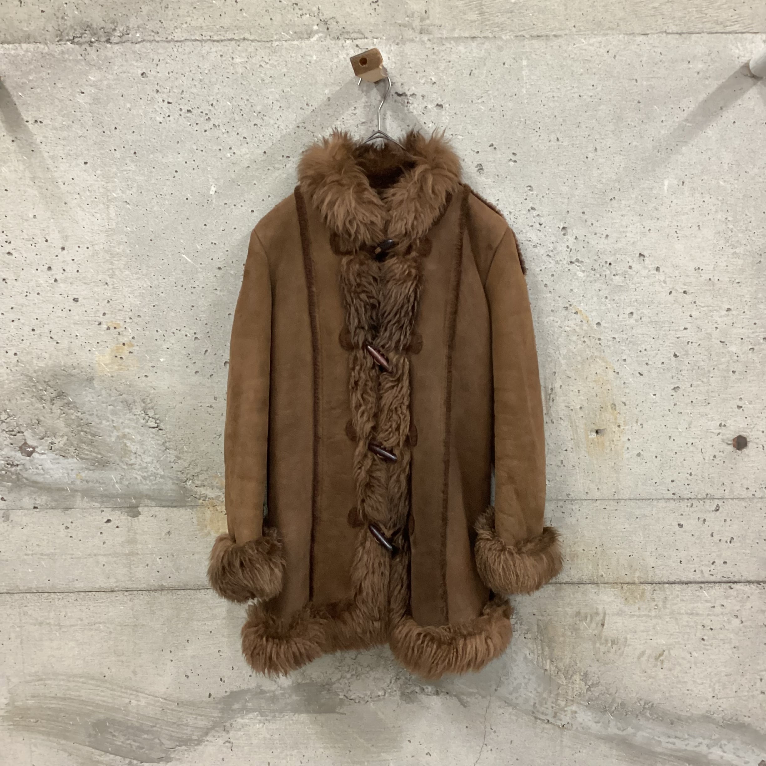 toggle button shearling coat