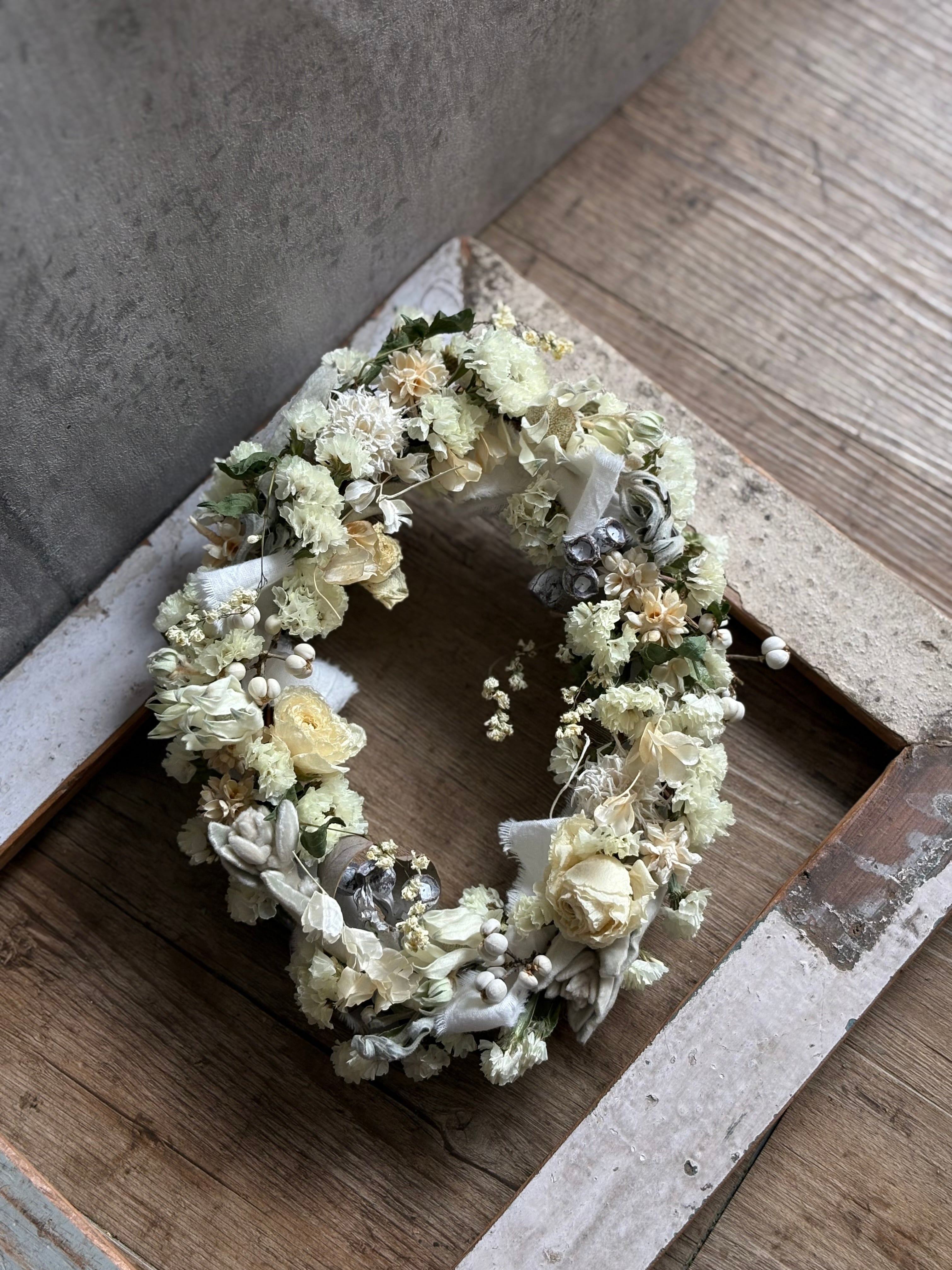 受注制作】白いオーバルリース | kinote dried flowers