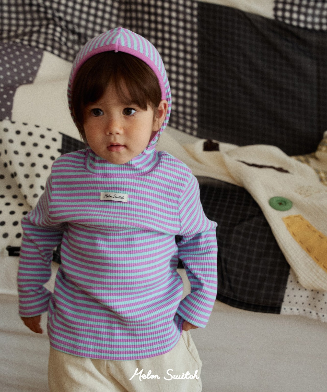 韓国子供服 / 26winter / MelonSwitch / バラクラバフードTシャツ / キッズ / 冬服 *3~11*