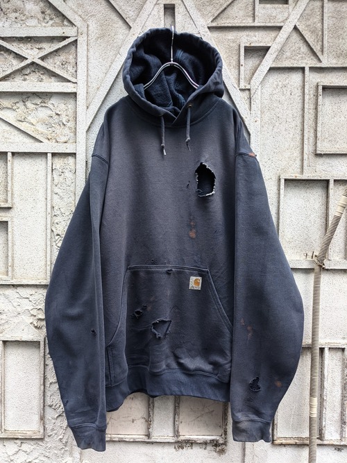 "CARHARTT" fade & damage navy hoodie