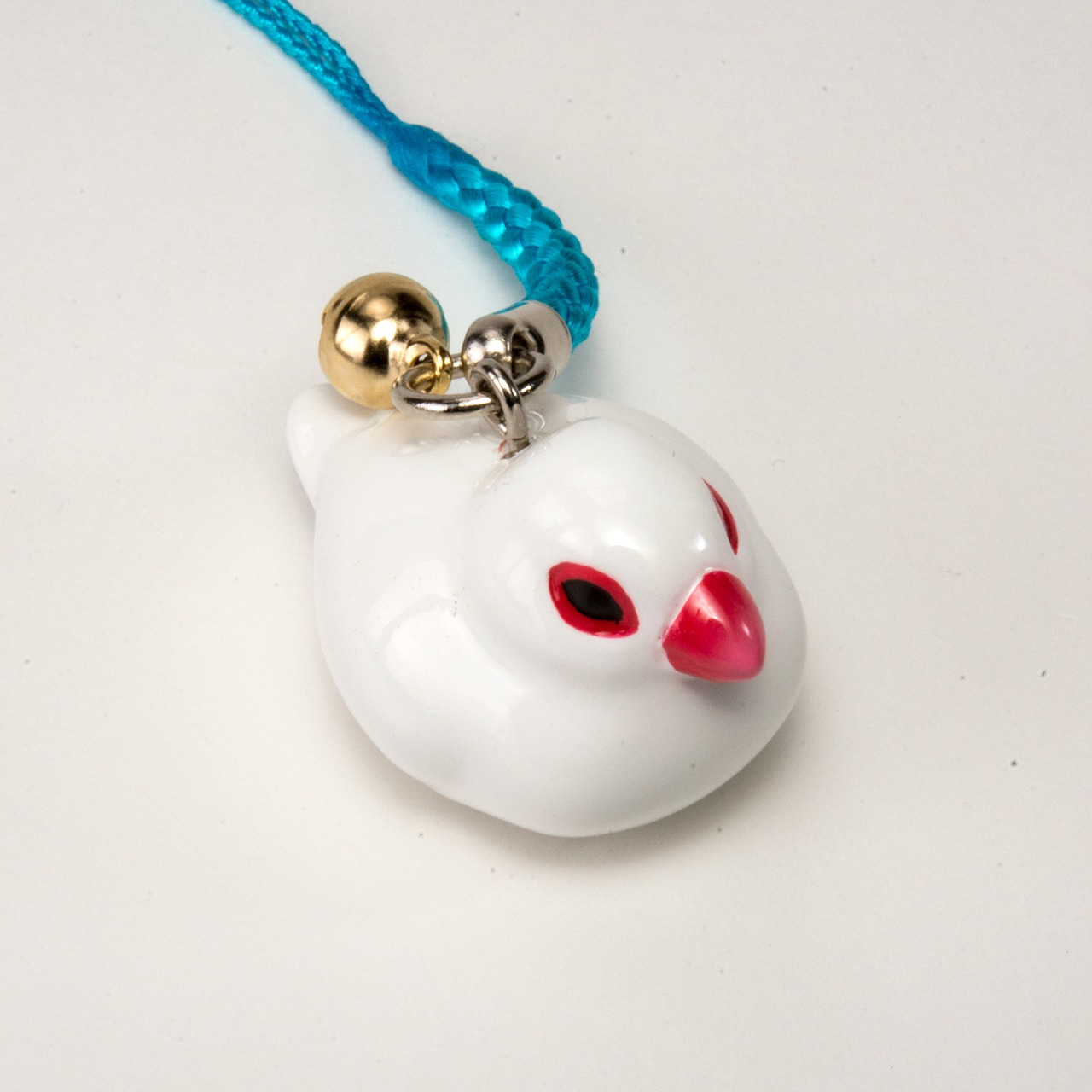 鳥シリーズ 文鳥 白 ストラップ なかの由峰 デザイン BO-5001