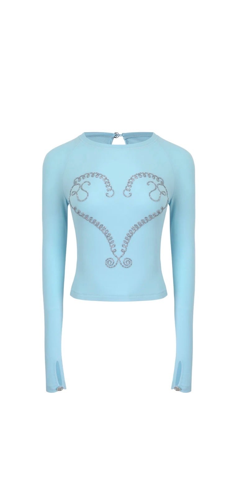 roomSERVICE888 Blue RS heart vine rhinestone T-shirt