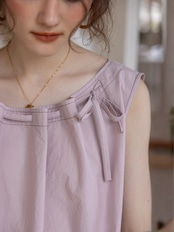 Aquarelle Ribbon Sleeveless Blouse F0719