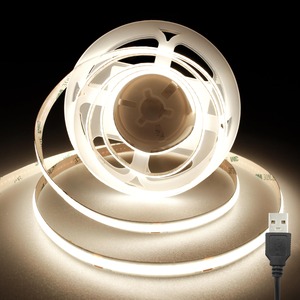 【新着特価】USB COB LEDテープライト2m 5V 温白色 4000K 高輝度 高密度 フレキシブル LEDテープライト および 切断可能 取付簡単 工具不要 非防水 店舗 室内 ホーム装飾用 DIY
