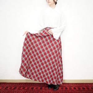 70’s USA VINTAGE CHECK PATTERNED PLEATES DESIGN LONG SKIRT/70年代アメリカ古着チェック柄プリーツデザインロングスカート