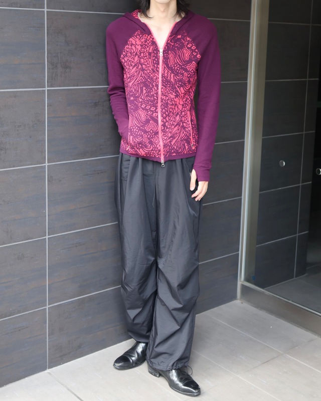Double zip thumbhole design zip hoodie