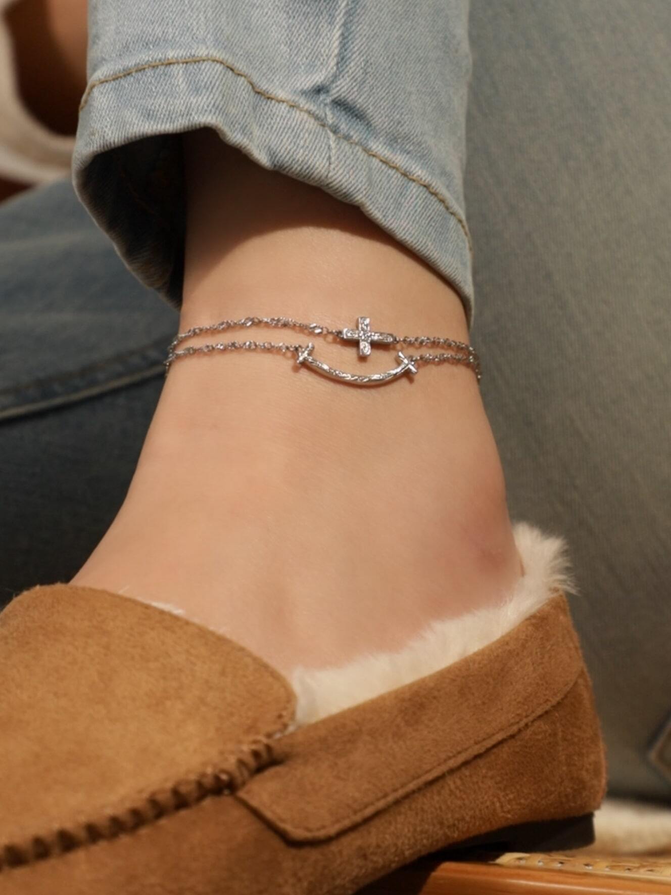 screw 】316L hawaiian cross anklet #a10 | rani