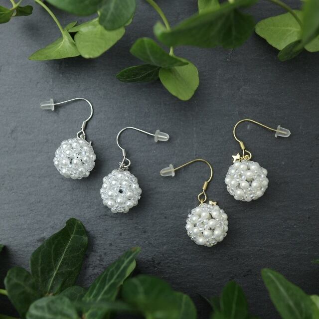 パールの花珠イヤリング／ピアス 星を添えて | ハンドメイドの